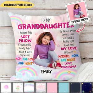Personalized Gift For Grandson/Granddaughter Photo Hug This Pillow