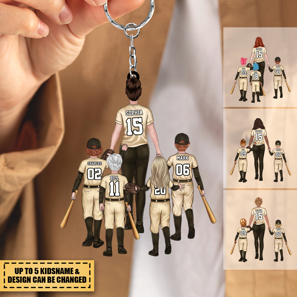 Behind Every Baseball Player Is A Baseball Mom - Family Personalized  Acrylic Keychain