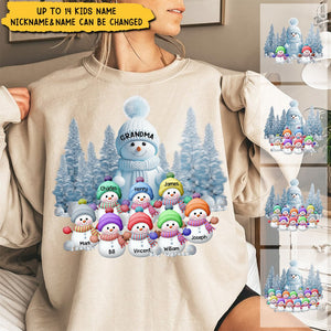 Christmas Blue Vibe Snowman Grandma Mom Colorful Kids Personalized Sweatshirt