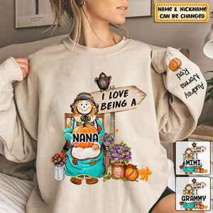 Fall Season Scarecrow Grandma/Mom With Little Pumpkin Kids Personalized Sweatshirt