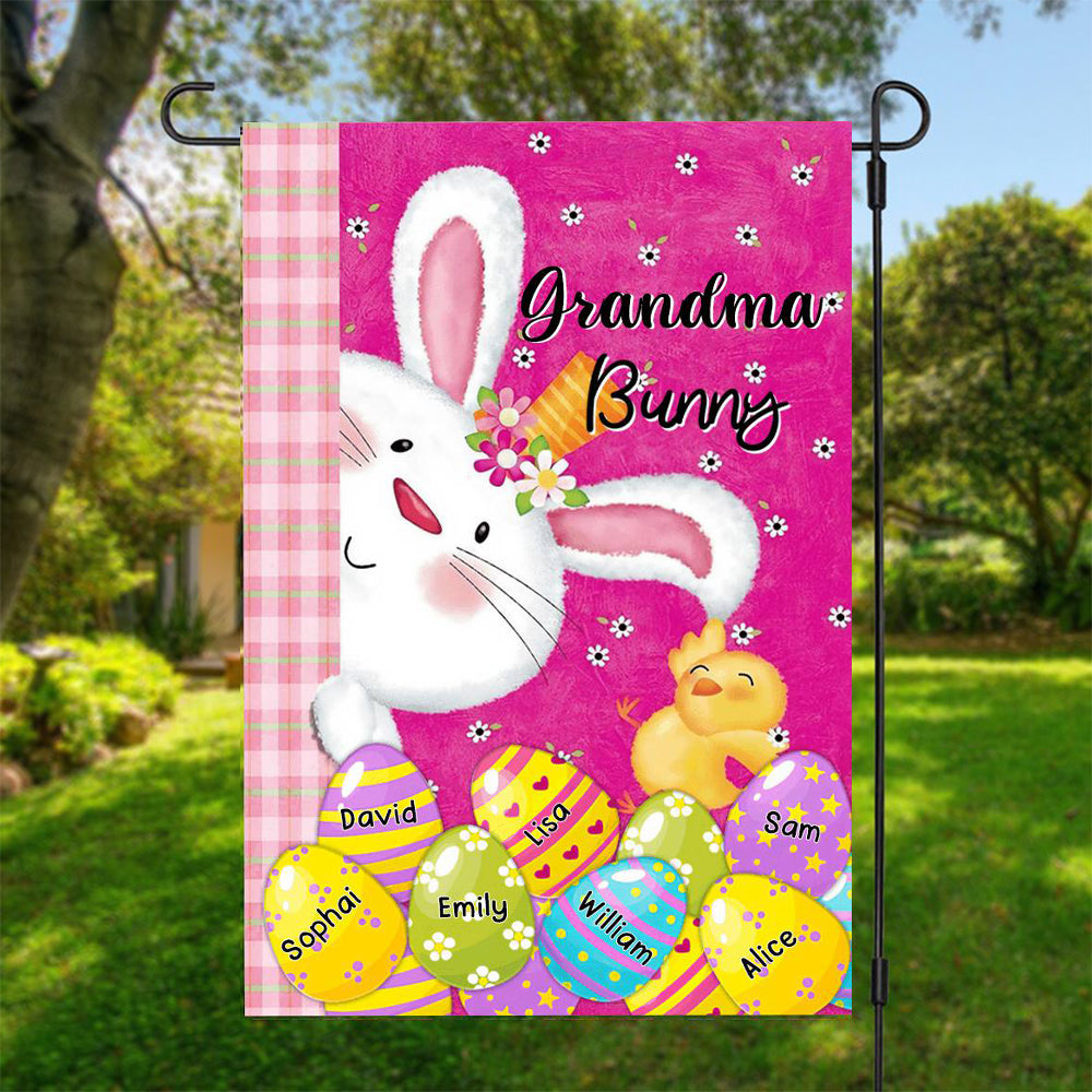 Personalized Cute Easter Bunny Grandma Little Egg Kids Flag