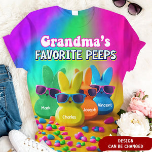 Personalized Grandma's Favorite Bunny Rainbow Color T-Shirt