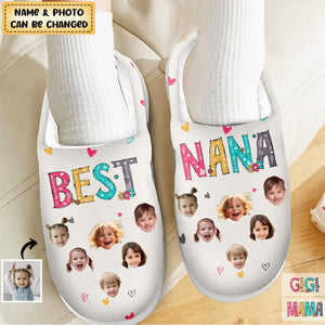 Custom Photo Best Nana Ever - Family Personalized Custom Fluffy Slippers - Gift For Mom, Grandma