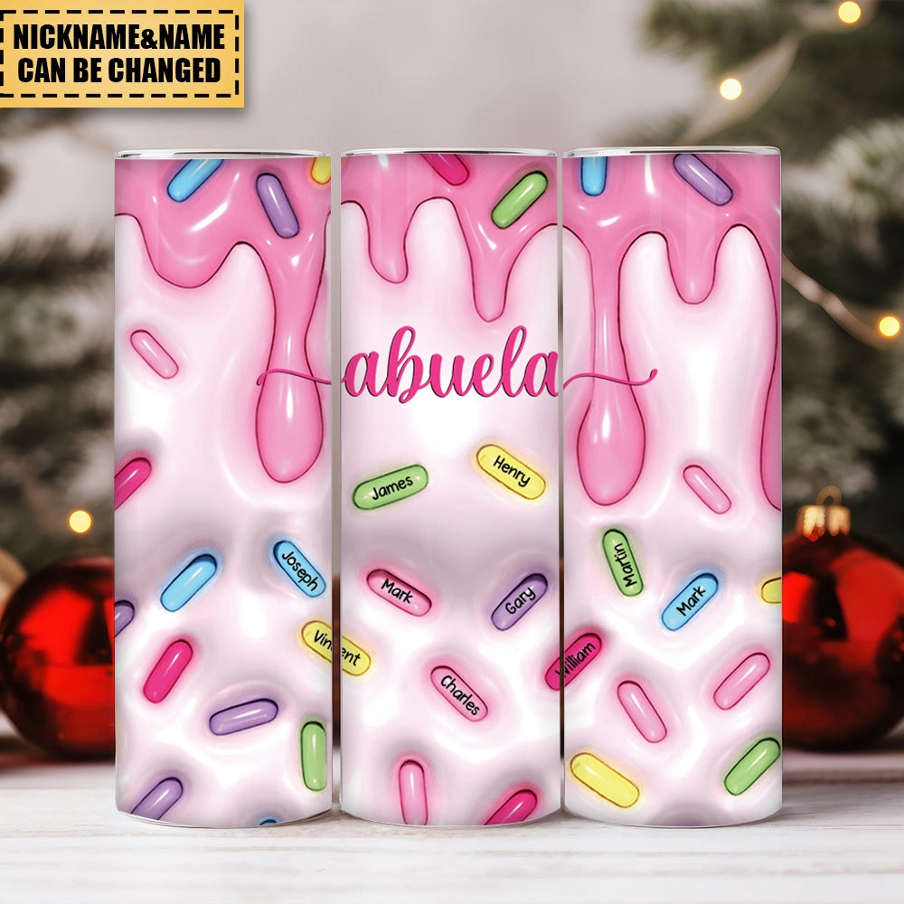 Cute Pink Cream Melting Grandma Mom Sweet Kids Inflated Texture Personalized Skinny Tumbler