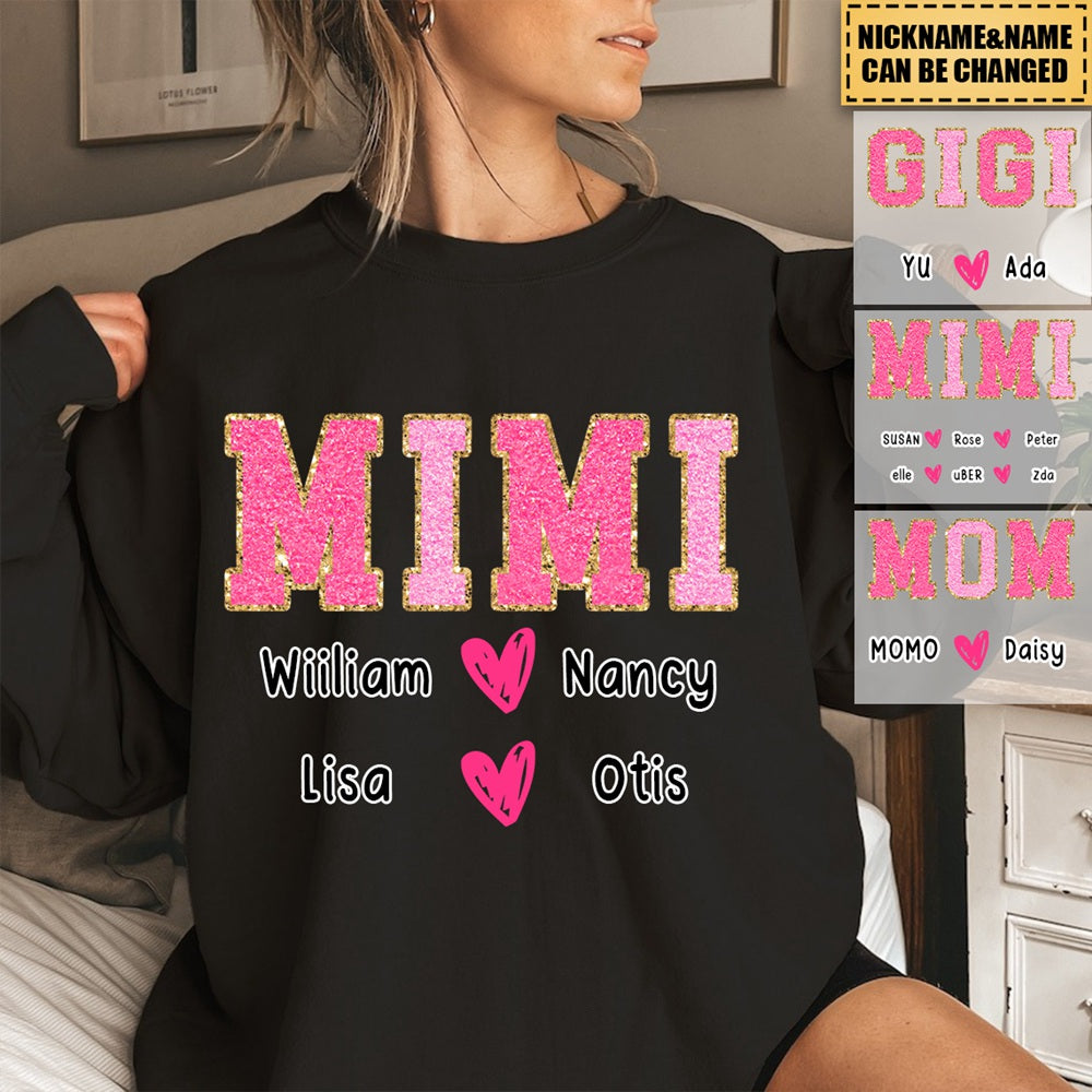 Personalized mom and kids valentine day pink glitter Sweatshirt