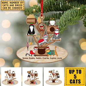 Christmas Fluffy Cat Tower Personalized Acrylic Ornament