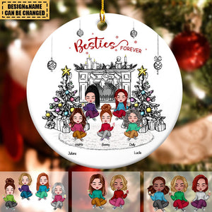 Besties Forever Bestie Personalized Round Ornament, Christmas Gift for Besties