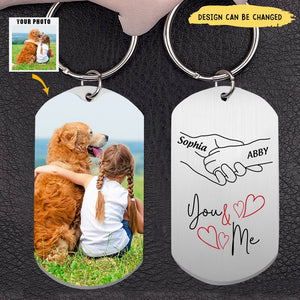 ''You&Me'' Stainless Steel Keychain For Couple,Custom Name Keychain For Dog Lovers
