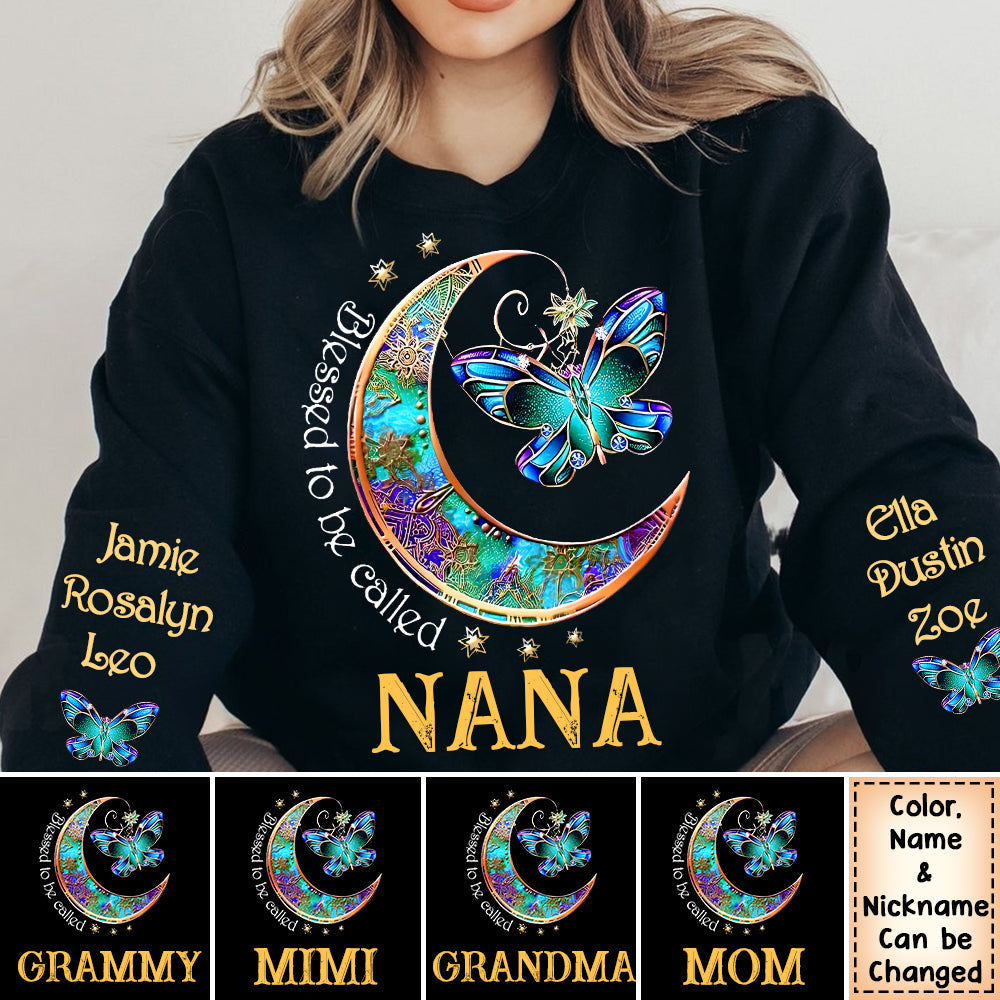 Personalized Blessed To Be Called Grandma Moon Butterfly Sweatshirt