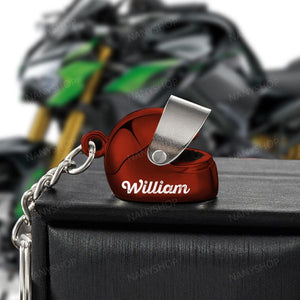 Personalized Name Motorcycle Helmet Keychain Gift for Biker