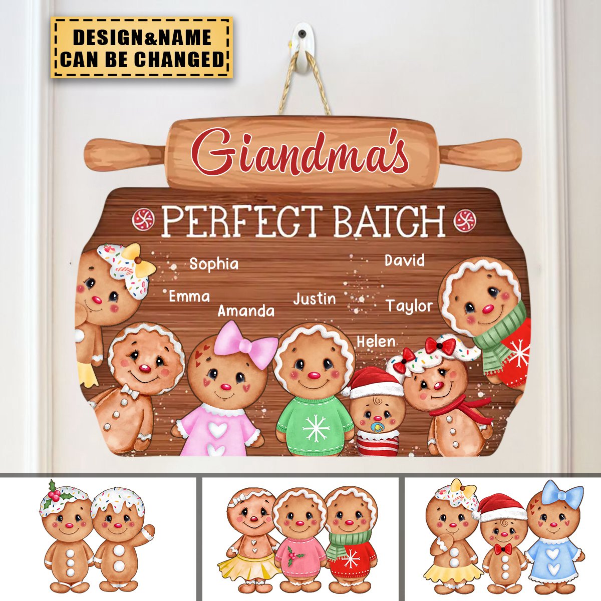 Grandma's Perfect Batch - Personalized  Door Sign - Christmas Gift For Family Members