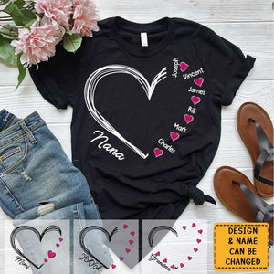 Custom Heart Mimi And Kids Personalized Pure cotton T-shirt