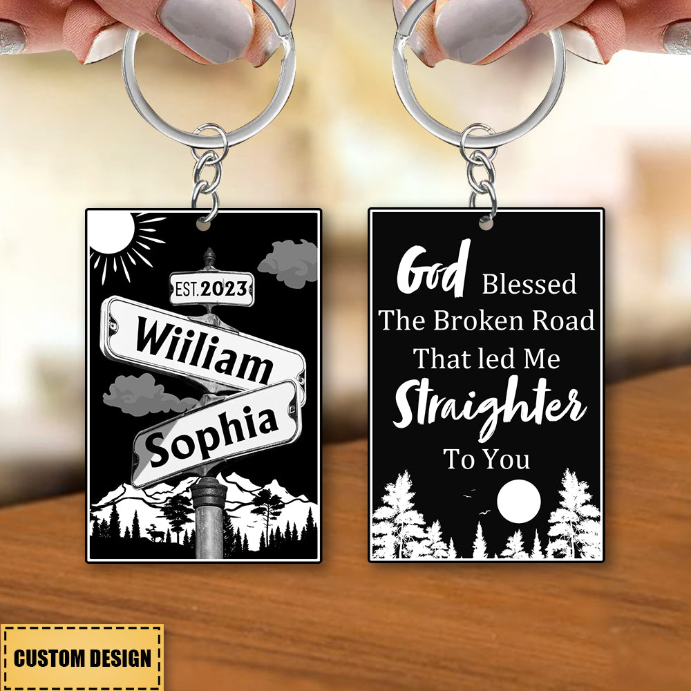 Personalized Street Sign Couple Keychain