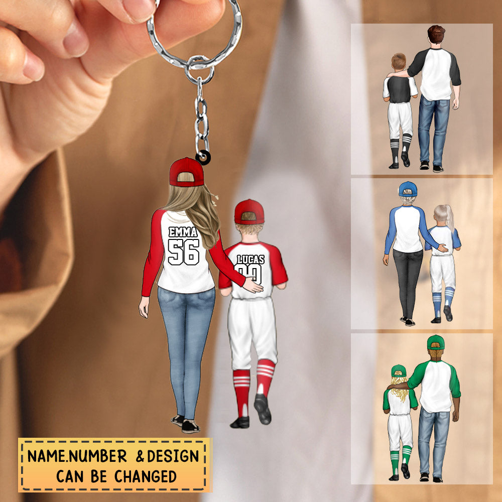 Personalized gift for Baseball lover Acrylic Keychain-Baseball Dad/Mom &Kid