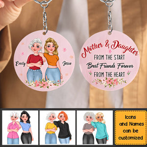 Personalized Mother And Daughter Friend wood Keychain