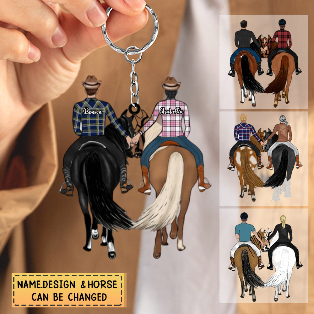 Personalized GiftsHorse Riding Couple Custom Acrylic Keychain