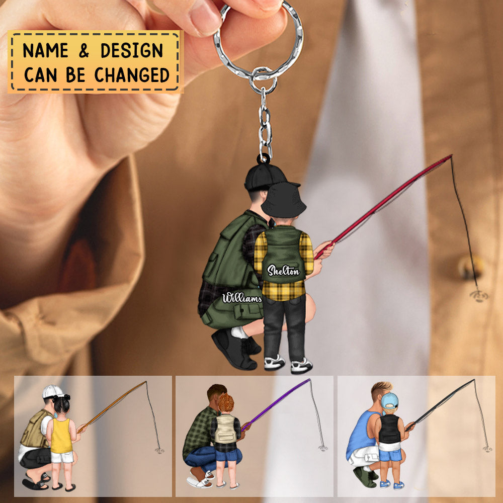 Personalized Fishing Lovers Gift -Fishing Buddy Dad & Kid Acrylic Keychain