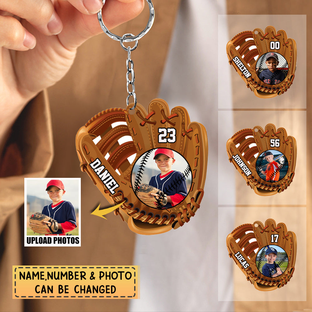 Personalized Photo Baseball Glove Acrylic Keychain