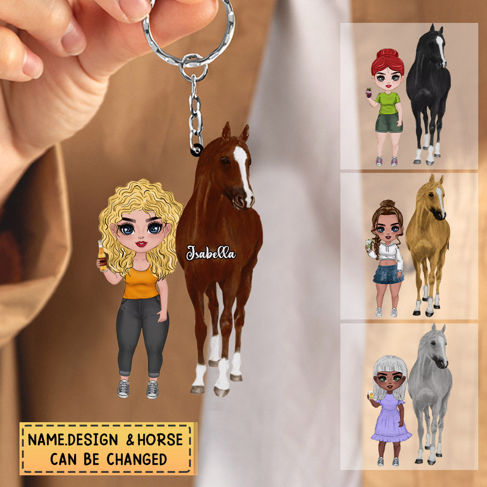Personalized Gift Idea For Horse Lovers-Easily Distracted By Horses Acrylic Keychain