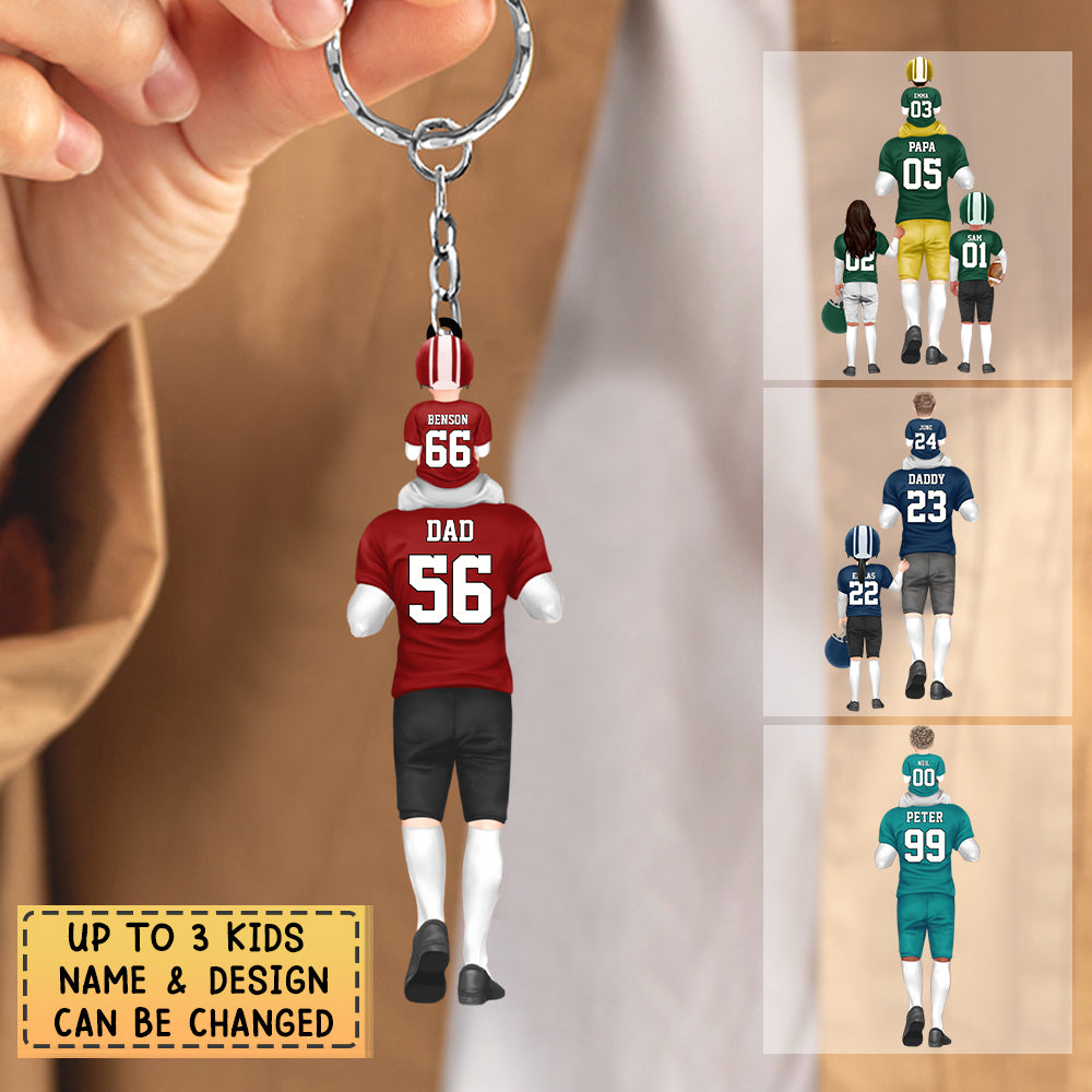 Personalized American football Dad & Kids Acrylic Keychain
