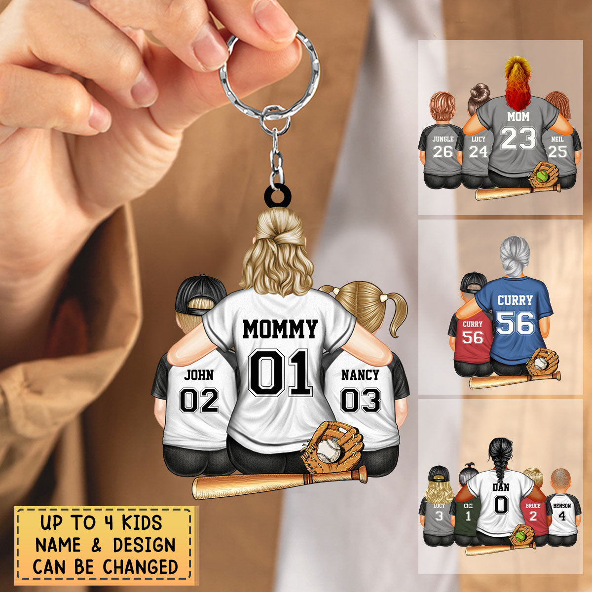 Personalized Softball/Baseball Mom Acrylic Keychain-Gift For Sport Mom
