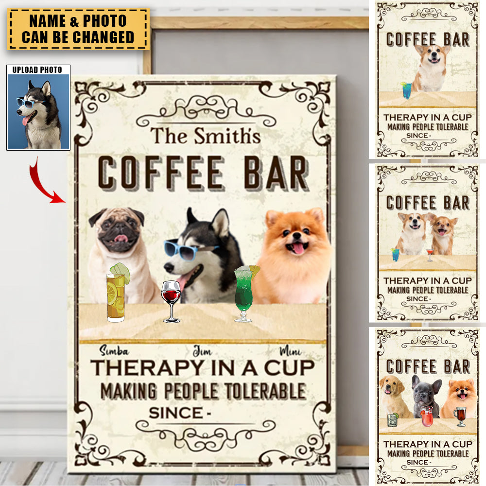 Personalized Coffee Bar Dogs Canvas-Upload images