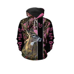 Personalized Her Buck His Doe All Over Print Valentine Gift Couple Matching 3D Hoodie