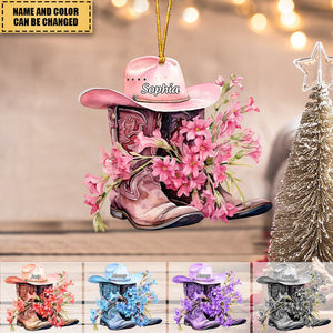 Blossom on the way，Personalized cowboy hat and Boot Twoside Acrylic Ornament