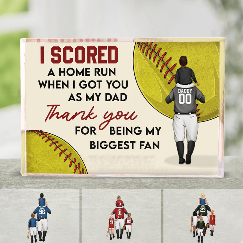 Personalized Softball Dad & Kids Acrylic Plaque
