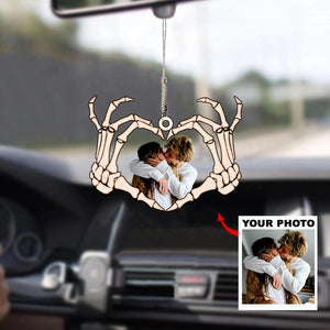 Personalized Photo Skull Heart Couple Ornament