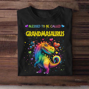 Personalized Blessed to Be Called Grandmasaurus & Kid's Name T-shirt