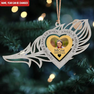 Personalized Feathers Appear When Angels Are Near Christmas Memorial Ornament
