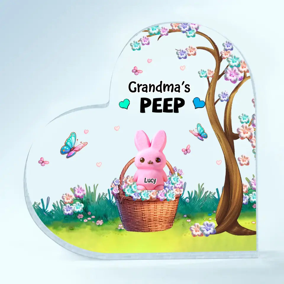 Personalized Grandma's Marshmallow Heart-Shaped Acrylic Plaque