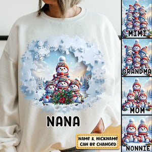 Personalized Christmas Snowman Crack Grandma Mom Kids Sweatshirt