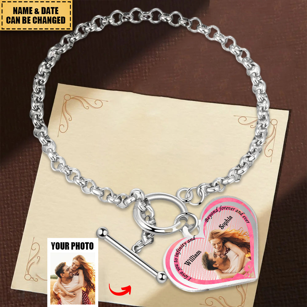 Personalized Heart Bracelet - I love you to infinity - Couple Gift