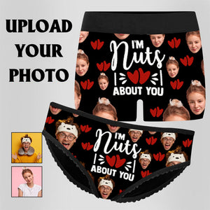 Custom Couple Matching Briefs I'm Nuts About You Personalized Face Underwear