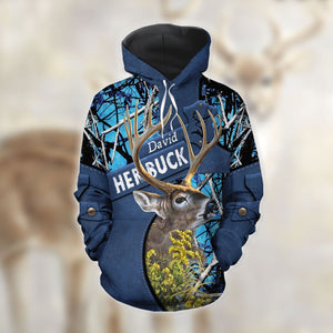 Personalized Her Buck His Doe Name Couple Deer 3D Hoodie