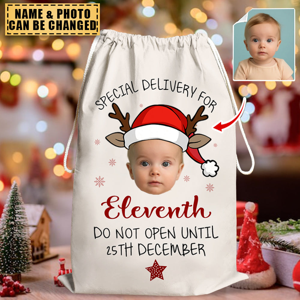 Personalized Christmas Bag - Christmas Gift For Family or Pet Lover - Reindeer Santa Hat Photo