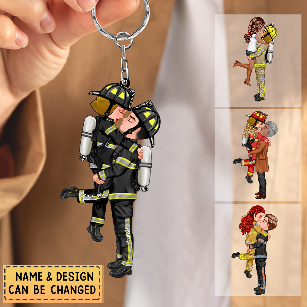 Personalized Couple Firefighter Car Acrylic Keychain