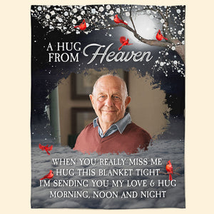 A Hug From Heaven - Personalized Photo Memorial Blanket