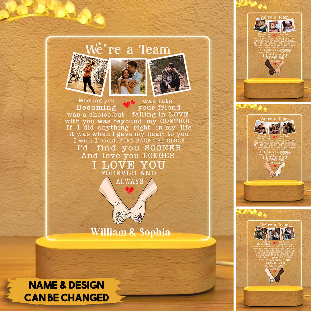 We're A Team Personalized Photo Led Lamp Acrylic Plaque-Gift For Couple