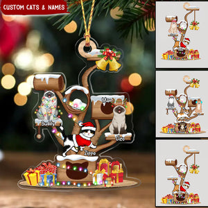 Christmas Cat Tower Personalized Acrylic Ornament