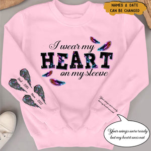 Personalized Family Loss I Wear My Heart On My Sleeve Memorial Gift 3D Sweatshirt