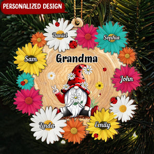 Personalized Grandma Flower Nana Mom Christmas Xmas Gift Family Wooden Ornament