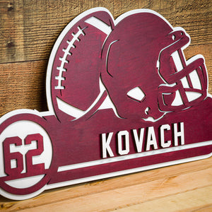 Personalized Custom American football Player Wood Plaque