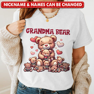 Grandma Bear With Cute Grandkids Personalized Pure cotton T-shirt