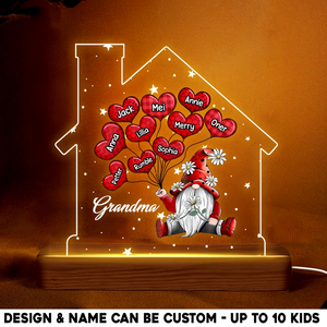 Personalized Grandma & Kid Name Dwarf House Led Lamp Acrylic Plaque