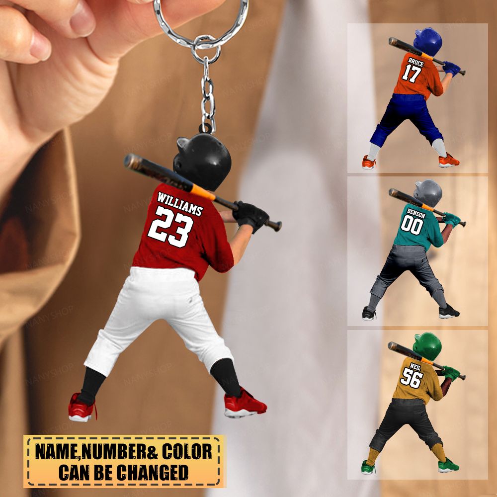 Personalized gift for Baseball lover Acrylic Keychain-A Young Hitter