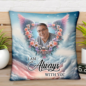 I'm Always With You - Personalized Memorial Photo Heart Pillow