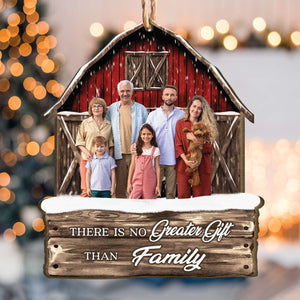 Red Barn Christmas Family Custom Photo - Personalized Photo Ornament